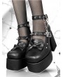 Black Punk Lolita Spike Bowknot Platform High Heel Shoes