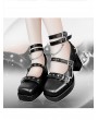 Black PU Leather Dark Gothic Cross Hollow Platform High Heels