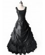 Rose Blooming Black Taffeta 3-Pieces Gothic Victorian Bustle Gown Dress