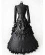 Rose Blooming Black Taffeta 3-Pieces Gothic Victorian Bustle Gown Dress