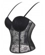 Black Sexy Floral Lace Cupped Mesh Strap Gothic Overbust Corset Top