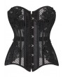 Black Gothic Retro Lace Appliqued Boned Mesh Overbust Corset