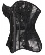 Black Gothic Retro Lace Appliqued Boned Mesh Overbust Corset