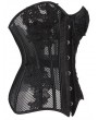 Black Gothic Retro Lace Appliqued Boned Mesh Overbust Corset