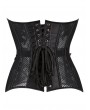 Black Gothic Retro Lace Appliqued Boned Mesh Overbust Corset