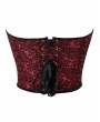 Deep Red Lace Overlay Sweetheart Cropped Overbust Gothic Corset
