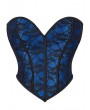 Dark Navy Lace Overlay Sweetheart Cropped Overbust Gothic Corset