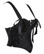Black Retro Brocade Gothic Bow Tie Shoulder Corset Crop Top