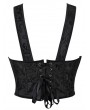 Black Retro Brocade Gothic Bow Tie Shoulder Corset Crop Top