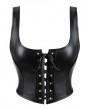 Black Gothic Punk PU Leather Boned Push Up Strap Bustier Corset