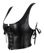 Black Gothic Punk PU Leather Boned Push Up Strap Bustier Corset