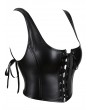 Black Gothic Punk PU Leather Boned Push Up Strap Bustier Corset