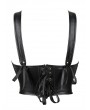 Black Gothic Punk PU Leather Boned Push Up Strap Bustier Corset