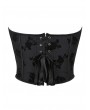 Black Vintage Gothic Floral Pattern Pointed Hem Overbust Corset