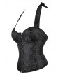 Black Jacquard Vintage Halter Underwire Gothic Overbust Corset