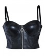 Black Gothic Punk Zip Front Faux Leather Corset Top