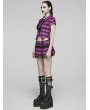 Punk Rave Black and Violet Plaid Sweet Gothic Grunge Pleated Short Skirt