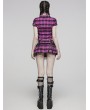 Punk Rave Black and Violet Plaid Sweet Gothic Grunge Pleated Short Skirt