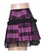 Punk Rave Black and Violet Plaid Sweet Gothic Grunge Pleated Short Skirt