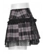 Punk Rave Black and Pink Plaid Sweet Gothic Grunge Pleated Short Skirt