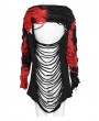 Punk Rave Black and Red Gothic Punk Hollow Out Long Sleeve T-Shirt for Women