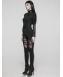 Punk Rave Black Gothic Punk Irregular Slim Long Sleeve T-Shirt for Women