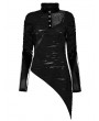 Punk Rave Black Gothic Punk Irregular Slim Long Sleeve T-Shirt for Women