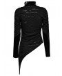 Punk Rave Black Gothic Punk Irregular Slim Long Sleeve T-Shirt for Women