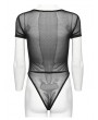 Punk Rave Black Gothic Punk Sexy Mesh Splicing Bodysuit for Women