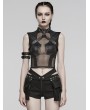 Punk Rave Black Gothic Punk Eyelet Loop Sexy Perspective Vest Top for Women