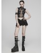 Punk Rave Black Gothic Punk Eyelet Loop Sexy Perspective Vest Top for Women