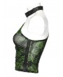 Punk Rave Women's Black and Green Gothic Asymmetric Sexy Mesh Printed Top With Detachable Choker