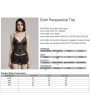 Punk Rave Black Gothic Sexy Embroidered Lace Mesh Perspective Top for Women