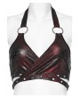 Punk Rave Black and Red Gothic Punk Sexy Halter Neck Crop Top for Women