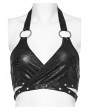 Punk Rave Black Gothic Punk Sexy Halter Neck Crop Top for Women