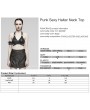 Punk Rave Black Gothic Punk Sexy Halter Neck Crop Top for Women