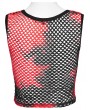 Punk Rave Black and Red Gothic Punk Tie-Dyed Mesh Tank Top for Women