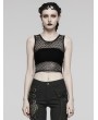 Punk Rave Black Gothic Punk Tie-Dyed Mesh Tank Top for Women