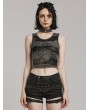 Punk Rave Gothic Grunge Daily Striped Mesh Short Vest Top for Women