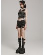 Punk Rave Gothic Grunge Daily Striped Mesh Short Vest Top for Women