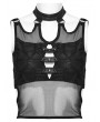 Punk Rave Black Gothic Punk Stud Textured Perspective Vest Top for Women