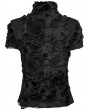 Punk Rave Black Gothic Punk Diagonal Zipper Short Sleeve T-Shirt for Women