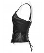 Punk Rave Black Gothic Sexy PU Leather Hollow Out Metal Hoop Top for Women