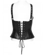 Punk Rave Black Gothic Sexy PU Leather Hollow Out Metal Hoop Top for Women