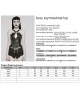 Punk Rave Black Gothic Sexy PU Leather Hollow Out Metal Hoop Top for Women