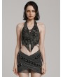 Punk Rave Dark Gray Punk Gothic Textured Halter Lace-Up Vest for Women