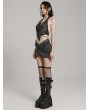 Punk Rave Dark Gray Punk Gothic Textured Halter Lace-Up Vest for Women