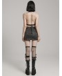 Punk Rave Dark Gray Punk Gothic Textured Halter Lace-Up Vest for Women