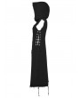 Punk Rave Black Gothic Punk Decayed Pins Hooded Long Vest for Women