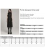 Punk Rave Black Gothic Punk Decayed Pins Hooded Long Vest for Women